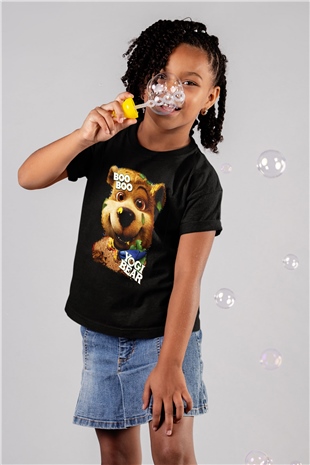 Yogi Bear Ayı Yogi Baskılı Siyah Unisex Çocuk Tişört