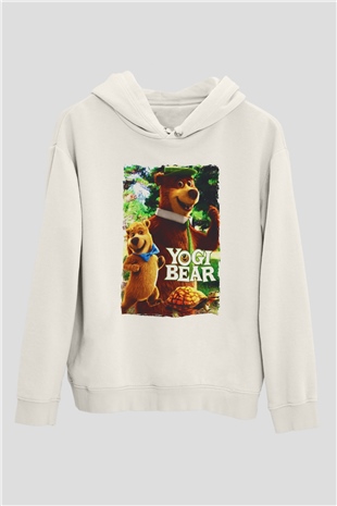 Yogi Bear Ayı Yogi Beyaz Unisex Hoodie