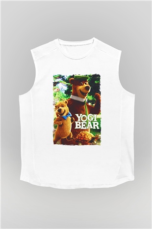 Yogi Bear Ayı Yogi Beyaz Unisex  Kolsuz Tişört