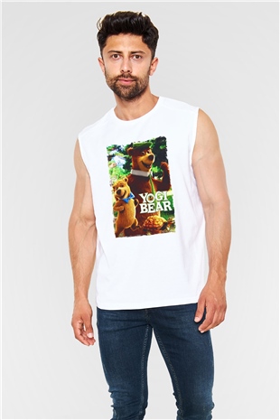 Yogi Bear Ayı Yogi Beyaz Unisex  Kolsuz Tişört