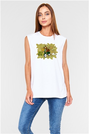 Yogi Bear Ayı Yogi Beyaz Unisex Kolsuz Tişört