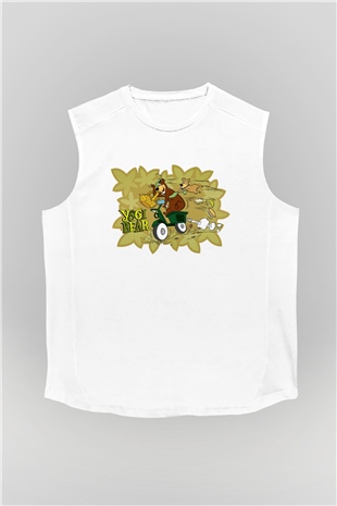 Yogi Bear Ayı Yogi Beyaz Unisex Kolsuz Tişört
