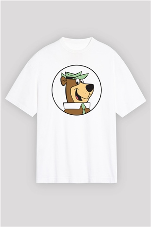 Yogi Bear Ayı Yogi Beyaz Unisex Oversize Tişört