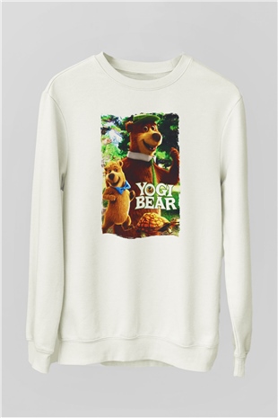 Yogi Bear Ayı Yogi Beyaz Unisex  Sweatshirt