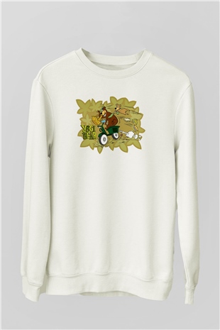 Yogi Bear Ayı Yogi Beyaz Unisex Sweatshirt