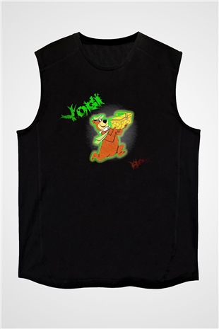 Yogi Bear Ayı Yogi Siyah Unisex  Kolsuz Tişört