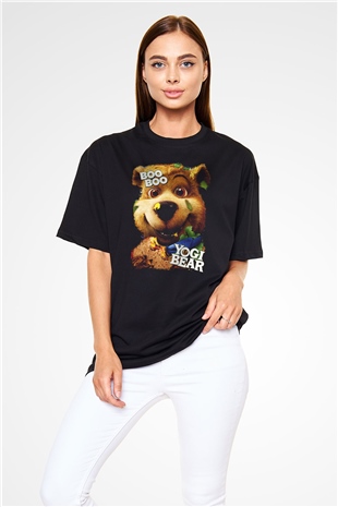 Yogi Bear Ayı Yogi Siyah Unisex Oversize Tişört