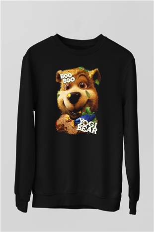 Yogi Bear Ayı Yogi Siyah Unisex Sweatshirt
