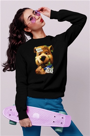 Yogi Bear Ayı Yogi Siyah Unisex Sweatshirt