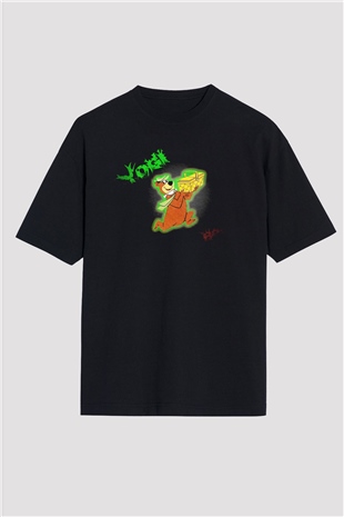 Yogi Bear Ayı Yogi Siyah Oversize Tişört