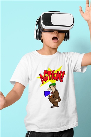 Yönetmen Baskılı Beyaz Unisex Çocuk Tişört