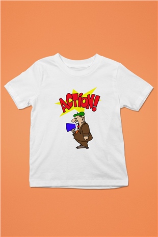 Yönetmen Baskılı Beyaz Unisex Çocuk Tişört