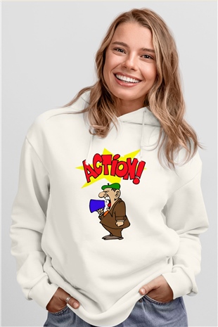Yönetmen Beyaz Unisex Hoodie