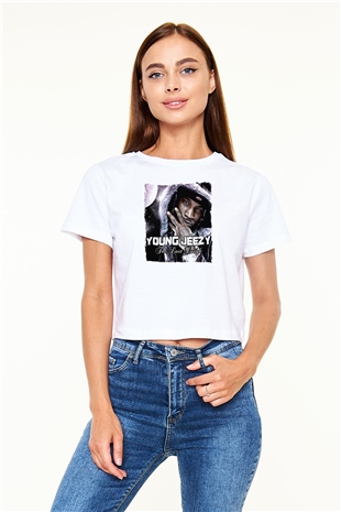 Young Jeezy Beyaz  Crop Top Tişört