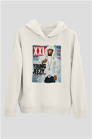 Young Jeezy Beyaz Unisex Kapüşonlu Sweatshirt