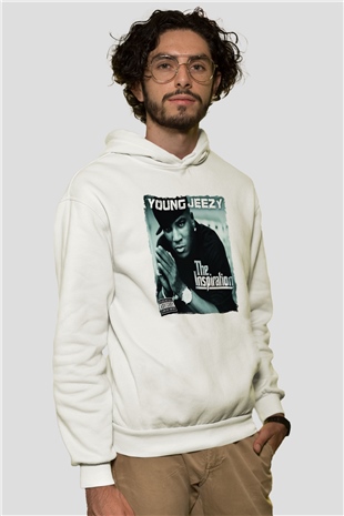 Young Jeezy Beyaz Unisex Kapüşonlu Sweatshirt