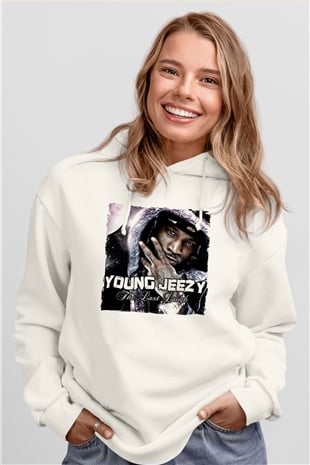 Young Jeezy Beyaz Unisex Kapüşonlu Sweatshirt