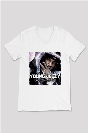Young Jeezy Beyaz Unisex V Yaka Tişört