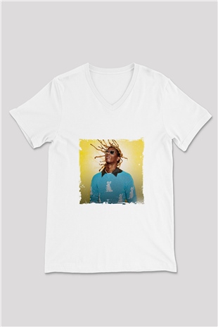 Young Thug Baskılı Beyaz V Yaka Unisex Tişört
