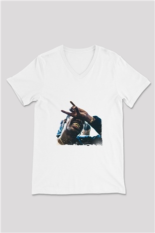 Young Thug Baskılı Beyaz V Yaka Unisex Tişört