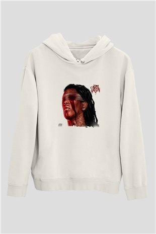 Young Thug Baskılı Unisex Beyaz Kapüşonlu Sweatshirt