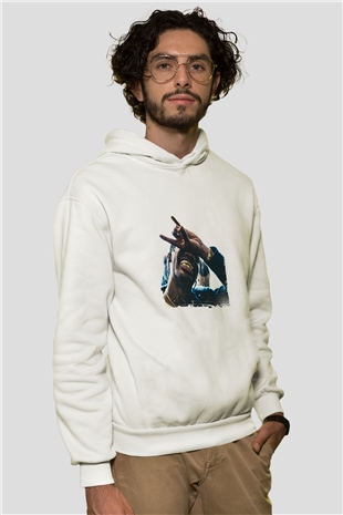 Young Thug Baskılı Unisex Beyaz Kapüşonlu Sweatshirt