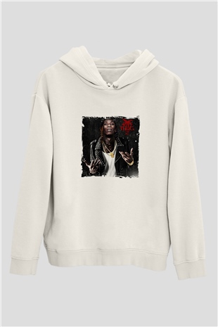 Young Thug Baskılı Unisex Beyaz Kapüşonlu Sweatshirt