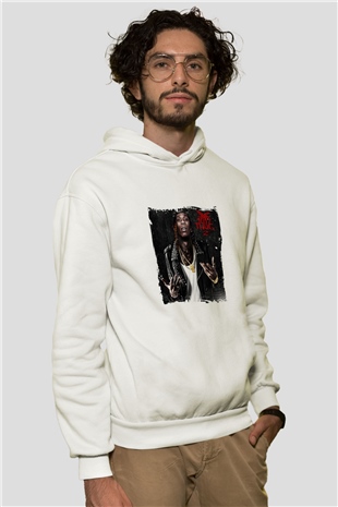 Young Thug Baskılı Unisex Beyaz Kapüşonlu Sweatshirt