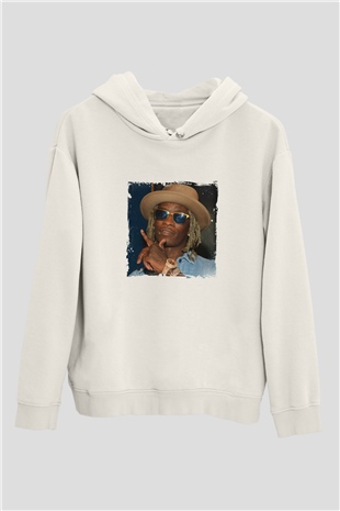 Young Thug Baskılı Unisex Beyaz Kapüşonlu Sweatshirt