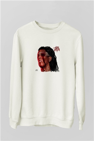 Young Thug Baskılı Unisex Beyaz Sweatshirt
