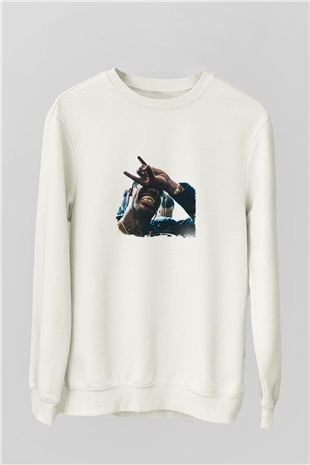Young Thug Baskılı Unisex Beyaz Sweatshirt