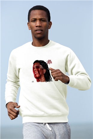 Young Thug Baskılı Unisex Beyaz Sweatshirt