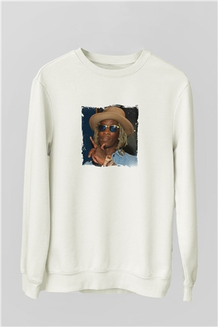 Young Thug Baskılı Unisex Beyaz Sweatshirt