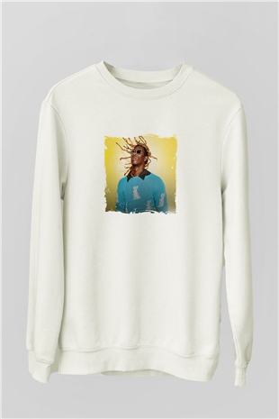 Young Thug Baskılı Unisex Beyaz Sweatshirt