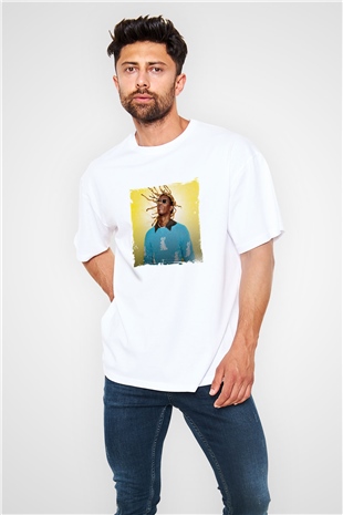 Young Thug Baskılı Oversize Beyaz Tişört