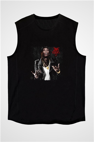 Young Thug Baskılı Unisex Siyah Kolsuz Tişört