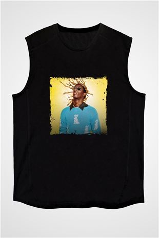 Young Thug Baskılı Unisex Siyah Kolsuz Tişört