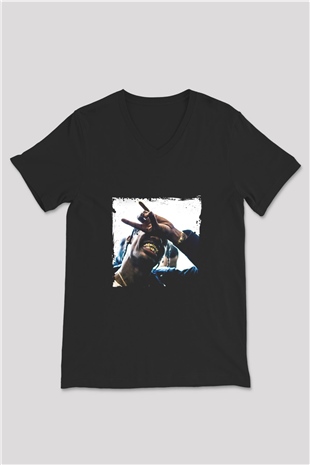 Young Thug Baskılı Unisex Siyah V Yaka Tişört