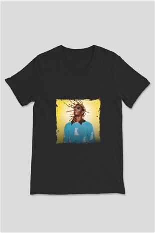 Young Thug Baskılı Unisex Siyah V Yaka Tişört