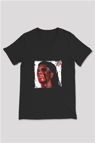 Young Thug Baskılı Unisex Siyah V Yaka Tişört