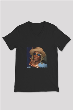 Young Thug Baskılı Unisex Siyah V Yaka Tişört