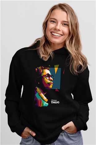 Young Thug Siyah Unisex Kapüşonlu Sweatshirt