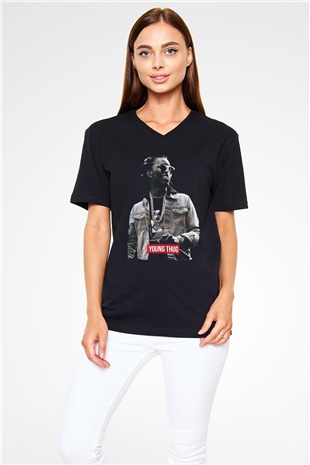 Young Thug Siyah Unisex V Yaka Tişört