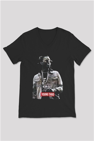 Young Thug Siyah Unisex V Yaka Tişört