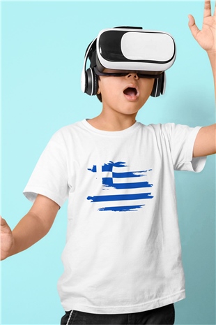 Yunanistan Baskılı Beyaz Unisex Çocuk Tişört