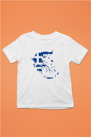 Yunanistan Baskılı Beyaz Unisex Çocuk Tişört