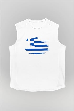 Yunanistan Beyaz Unisex Kolsuz Tişört