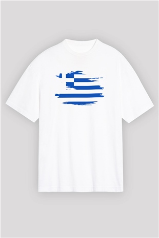 Yunanistan Beyaz Unisex Oversize Tişört T-Shirt