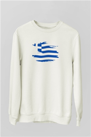 Yunanistan Beyaz Unisex Sweatshirt