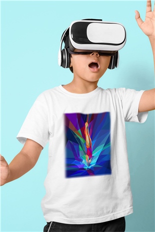 Yüzme Baskılı Beyaz Unisex Çocuk Tişört